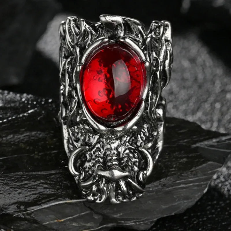 Vintage Goth Black Cross Open Ring for Men Women — Black-Tone