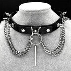 Gothic Cross Leather Choker Necklace — Stainless Steel