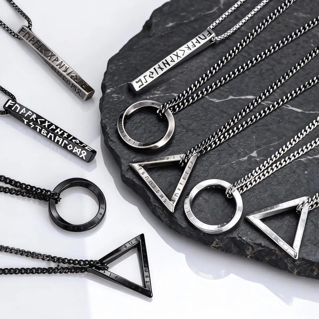 Viking Rune Mobius Pendant Necklace — Stainless Steel
