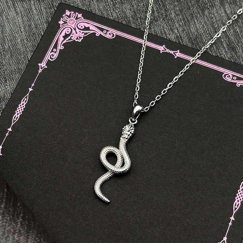 925 Silver Snake Pendant Necklace — Silver