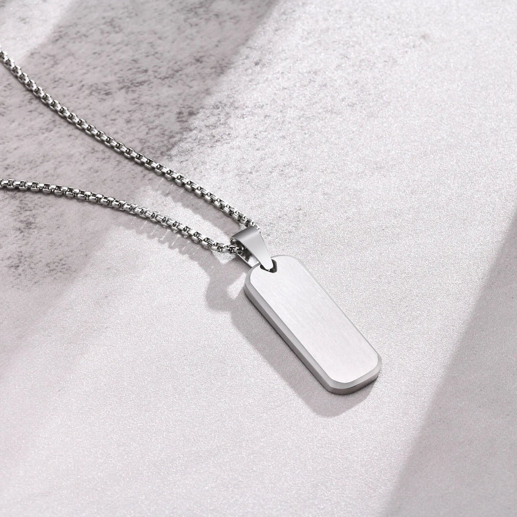 Vnox Mens Silver Color Bar Necklaces, Geometric Stainless Steel Pendant with Box Chain, Minimalst Metal Jewelry Gift