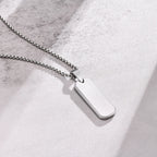 Vnox Mens Silver Color Bar Necklaces, Geometric Stainless Steel Pendant with Box Chain, Minimalst Metal Jewelry Gift