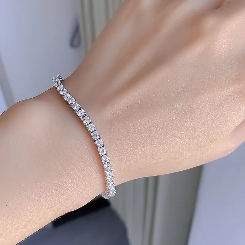 7mm 925 Sterling Silver Moissanite Bracelet 3mm D VVS1 Diamond with GRA for Women Sparkling Wedding Party Fine Jewelry