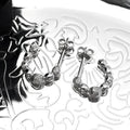 Silver Earrings Retro Sterling C-shaped Zircons