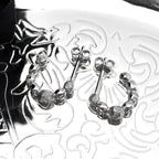 Silver Earrings Retro Sterling C-shaped Zircons