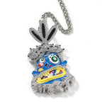 THE BLING KING Travis Scott Hip Hop Anime Enamel Funny Ghost Pendant Necklace Rap Jewelry Colorful Face With Full Cubic Zircon