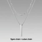 Vertical Bar Rope Cuban Chain Pendant — SS