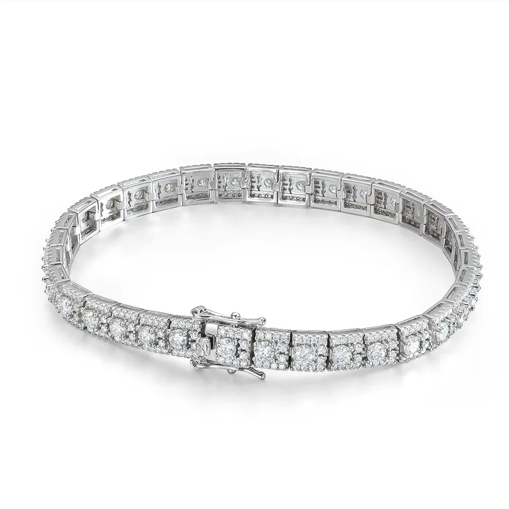 6mm Wide Cuban Link D Color VVS1 Moissanite Tennis Bracelet GRA Certified Pass Diamond Tester S925 Sterling Silver 18K