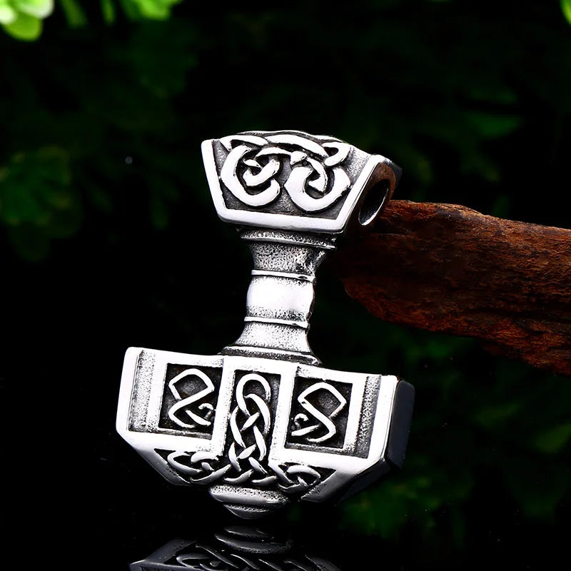 BEIER thor's hammer mjolnir pendant necklace viking scandinavian norse viking necklace with stainless steel chain