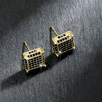 TrendMen Hiphop Rock Square Cubic Copper Zirconia Stud Earrings For Men Boy Gold Color Metal Crystal Earring Party Ear