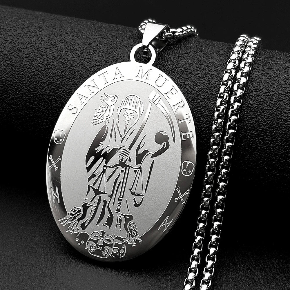 Santa Muerte Grim Reaper Pendant — Gold