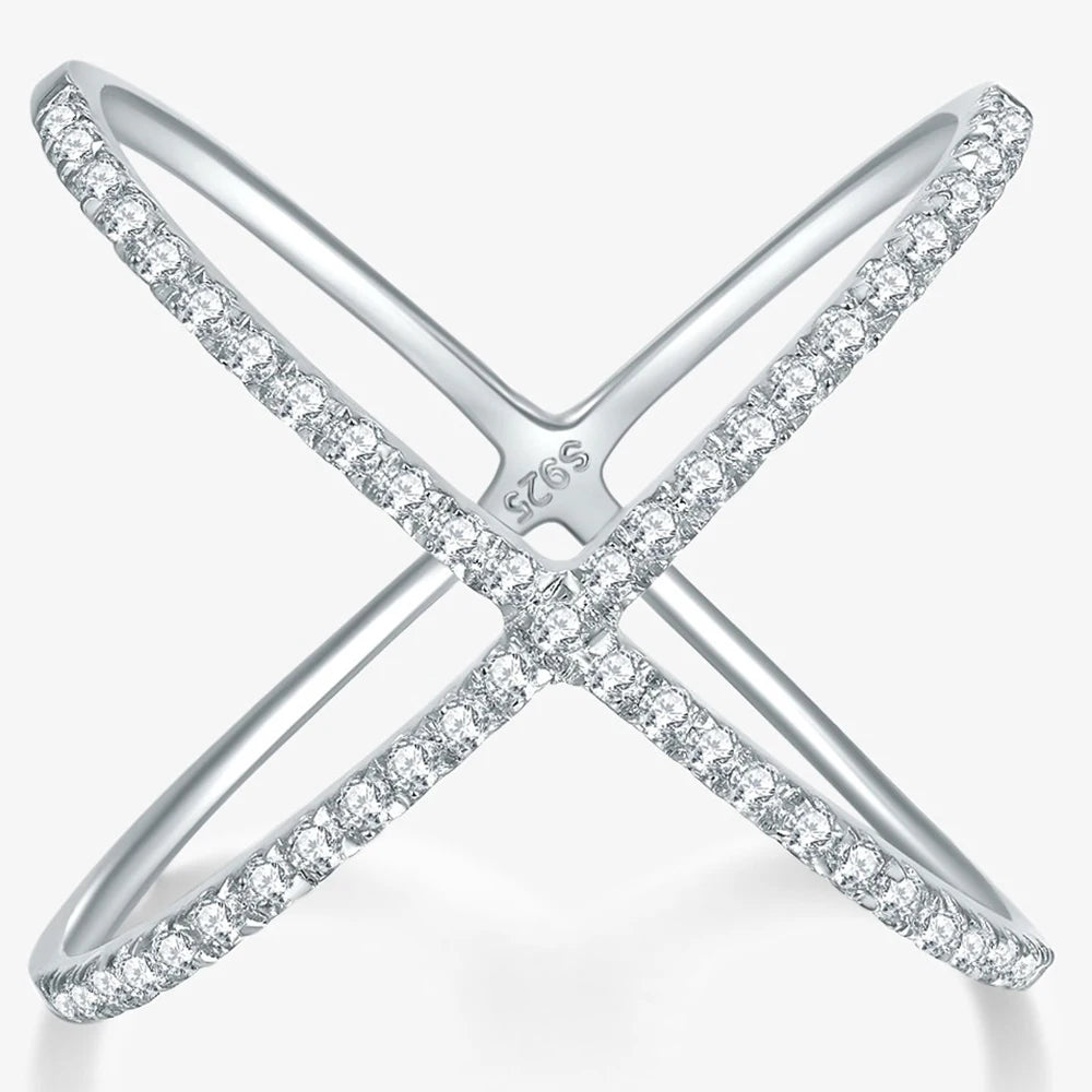 925 Silver X Design Moissanite Ring VVS