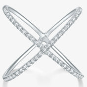 Silver-Tone X Design Moissanite Ring VVS