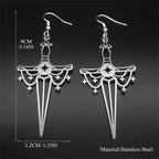 Cross Jesus Silver Earrings Goth Sword Star Hoop