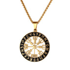 Vintage Scandinavian Pendant Necklace Stainless Steel Nordic Compass Valknut Rune Jewelry Men Women Fine Jewelry