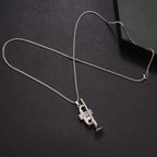 Hip Hop Trumpet Pendant Necklace Alloy Silvery Instrument Shape Necklaces Long Chain Chokers Women Men Rock Band Jewelry Gifts