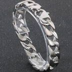 Vintage Black Stainless Steel Bracelet for Man Men's 15MM Wide Curb Link Chain Bracelets Bangles Armband Jewelry
