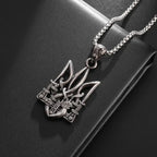 Retro Neptune Poseidon Trident Necklace Ukraine National Emblem Pendant Men\\\\\\'s Fashion Cool Trendy Jewelry Accessories