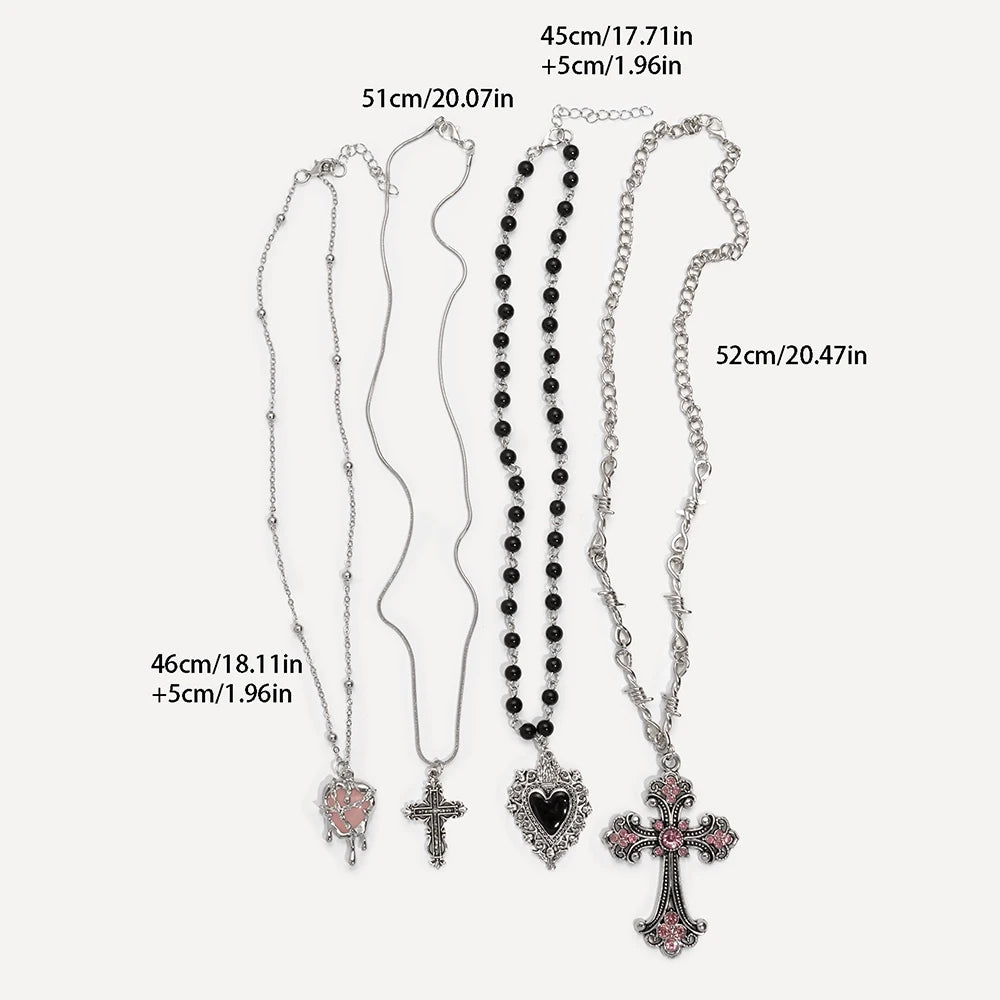 Y2K Spike Cross Pendant Necklace