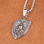 Vintage Saint Angel Shield Necklace Stainless Steel Men Pendant Necklace Classic Archangel Belief Amulet Jewelry Gift Wholesale