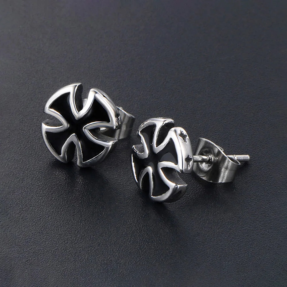 Cross Steel Earrings Vintage German World War
