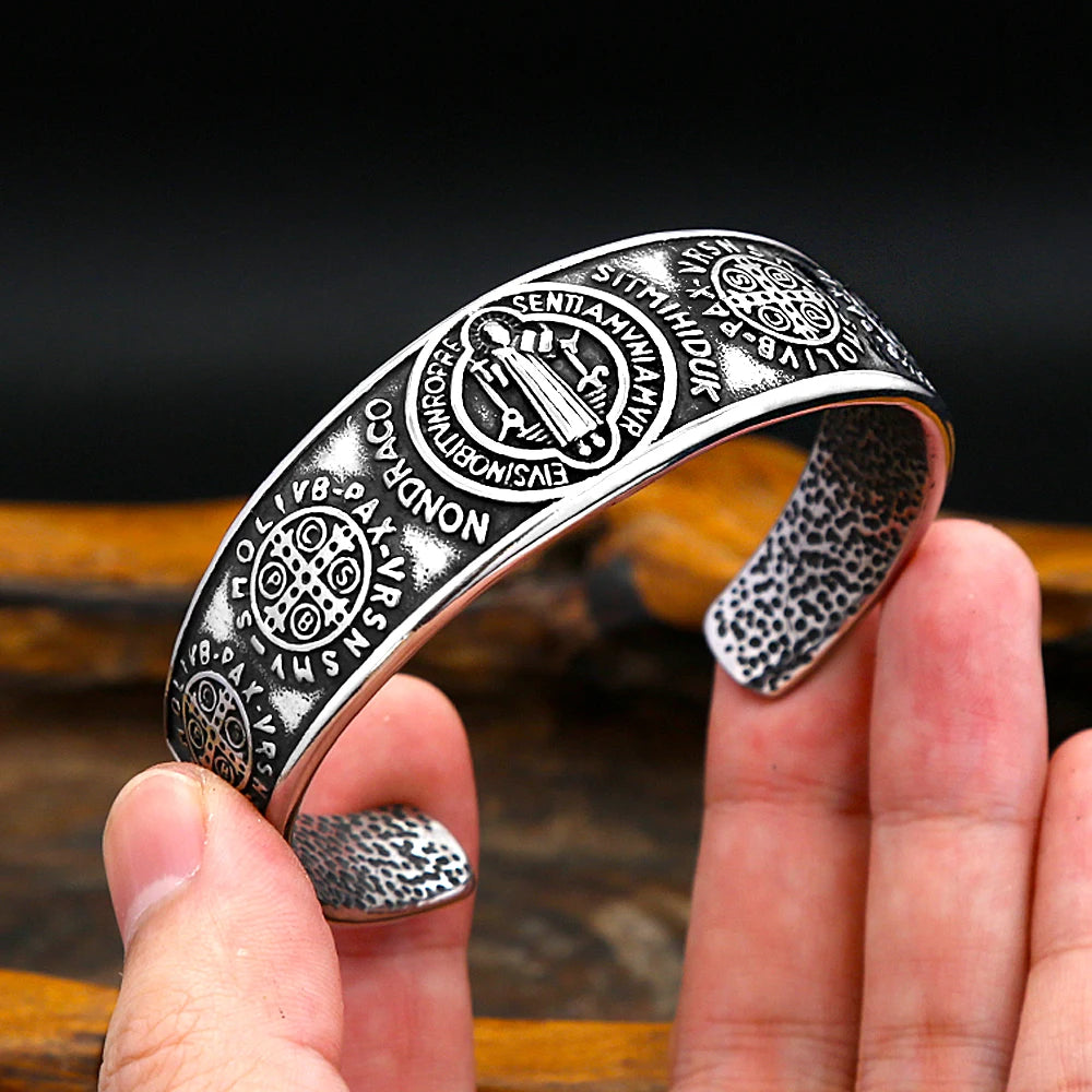 Saint Benedict Steel Bracelet Vintage Exorcism