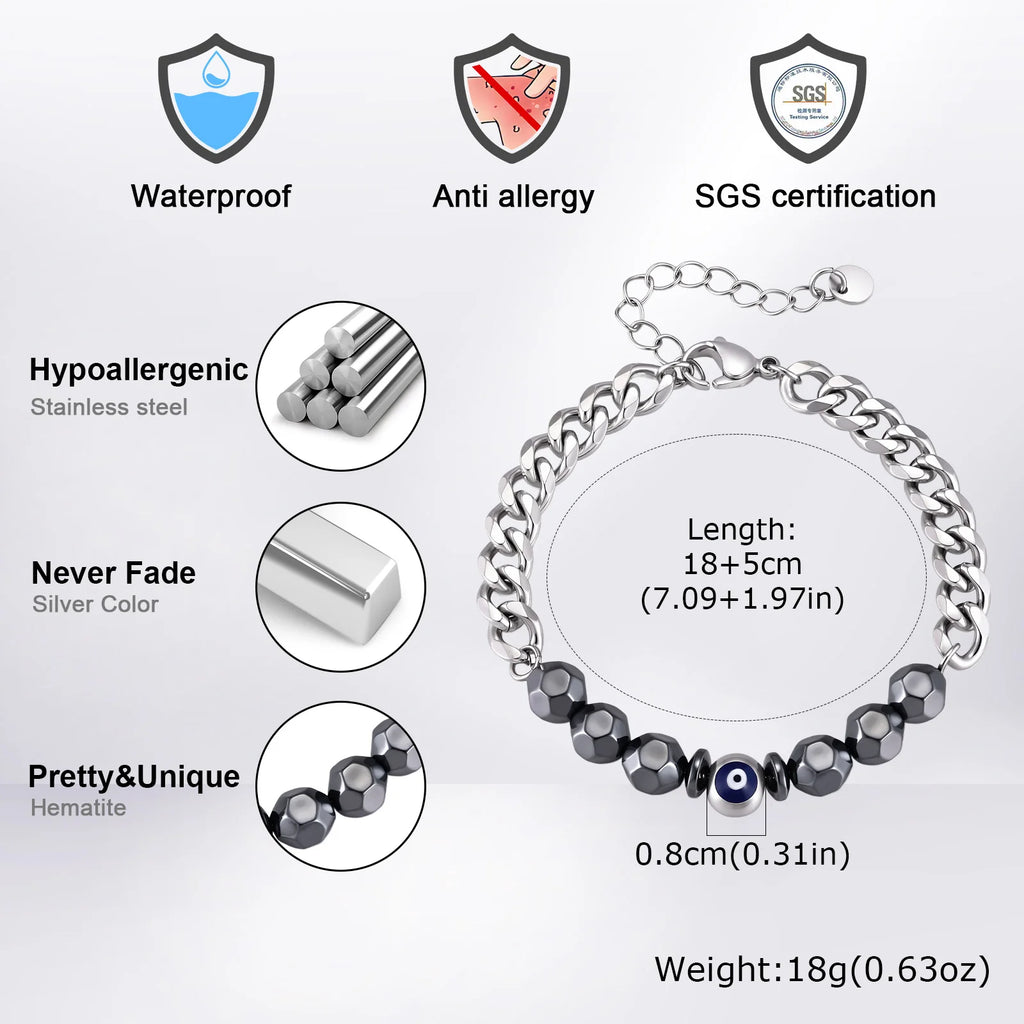 Evil Eye Cuban Chain Bracelet — Stainless Steel