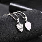 Vnox Men Shield Cross Necklace, Stainless Steel Protection Amulet Pendant Box Chain, Christian Faith Jewelry Gift for