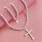 925 Sterling Silver Necklace Width 4mm/6MM Buddha Bead Chain Cross Pendant Chain for Women & Men Jewelry