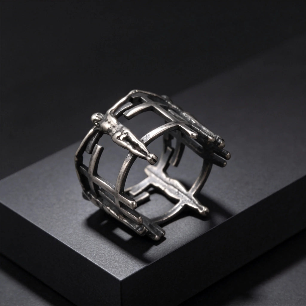 Men's Retro Jesus Cross Ring, Fashion Vintage Stainless Steel Ring for Men, Waterproof Punk Classic Religious Jewelry