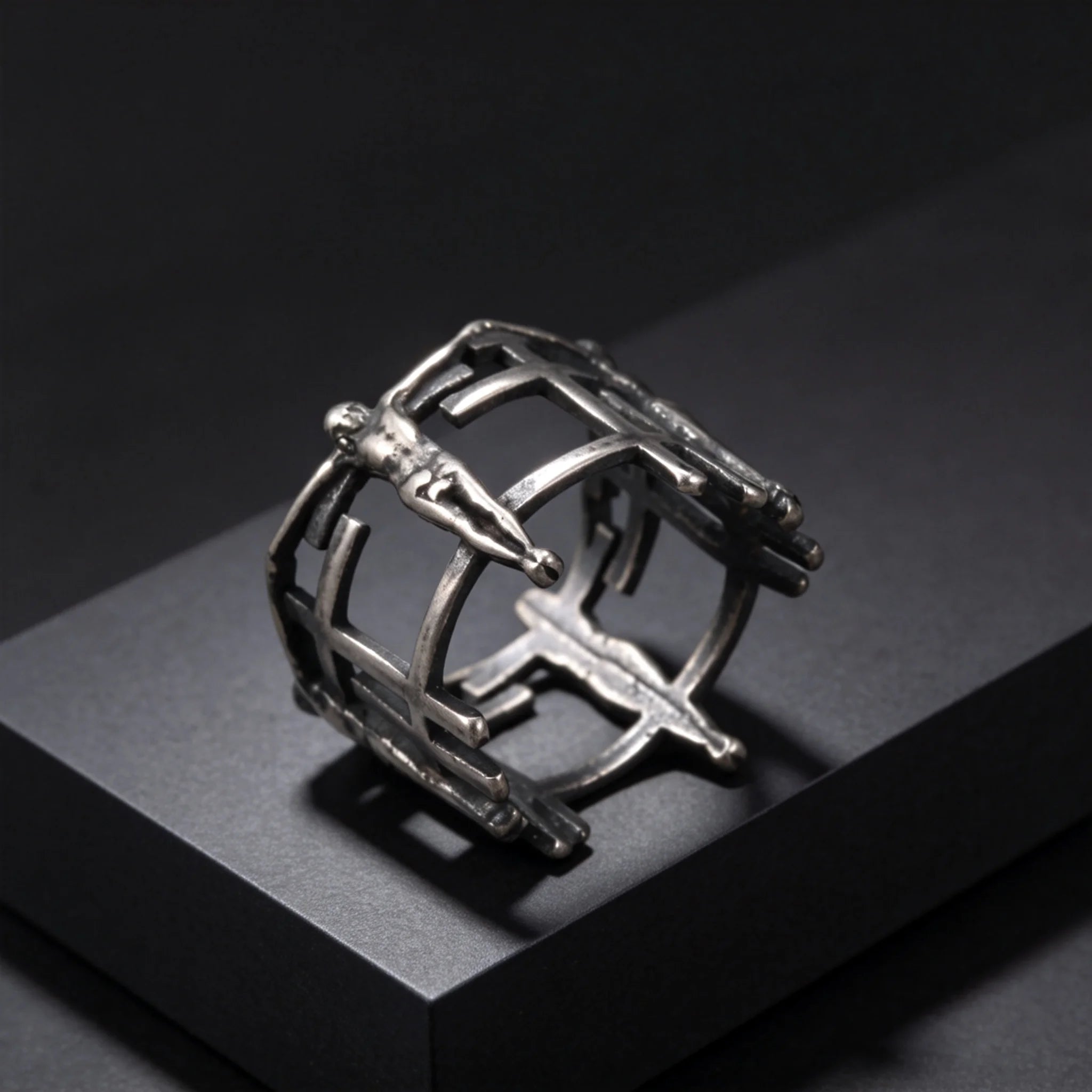 Men's Retro Jesus Cross Ring, Fashion Vintage Stainless Steel Ring for Men, Waterproof Punk Classic Religious Jewelry
