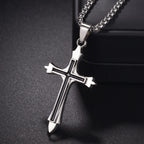 Christian Jesus Cross Necklace For Women Men Stainless Steel Chains Choker Religion Pendants Jewelry Prayer Baptism Gift