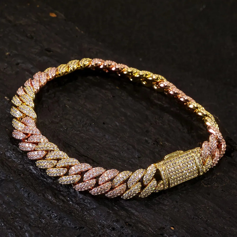 Rose Gold Cuban Chain Necklace Iced Out 10MM