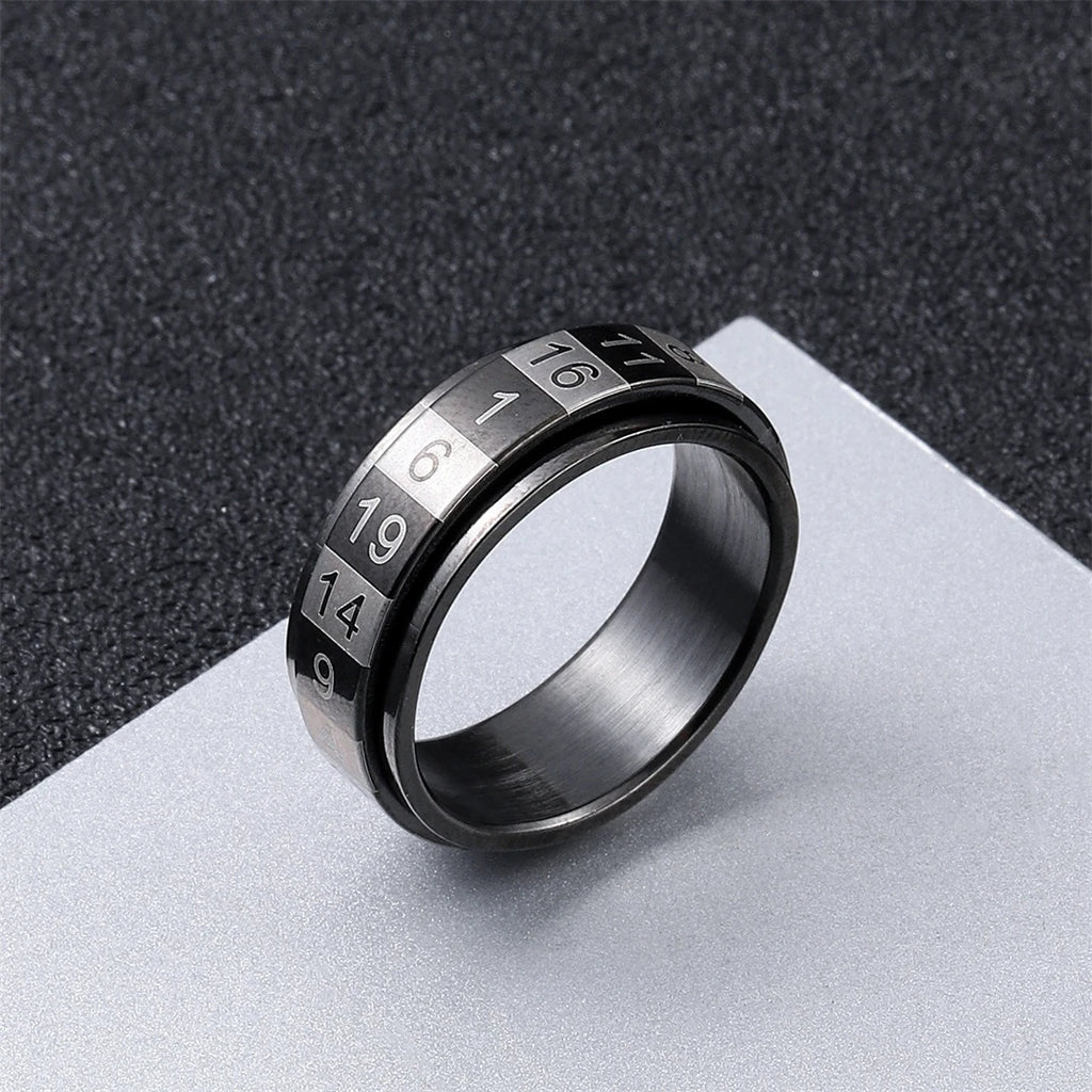 Rotatable Arabic Numeral Ring — Anti-Anxiety, Stainless Steel