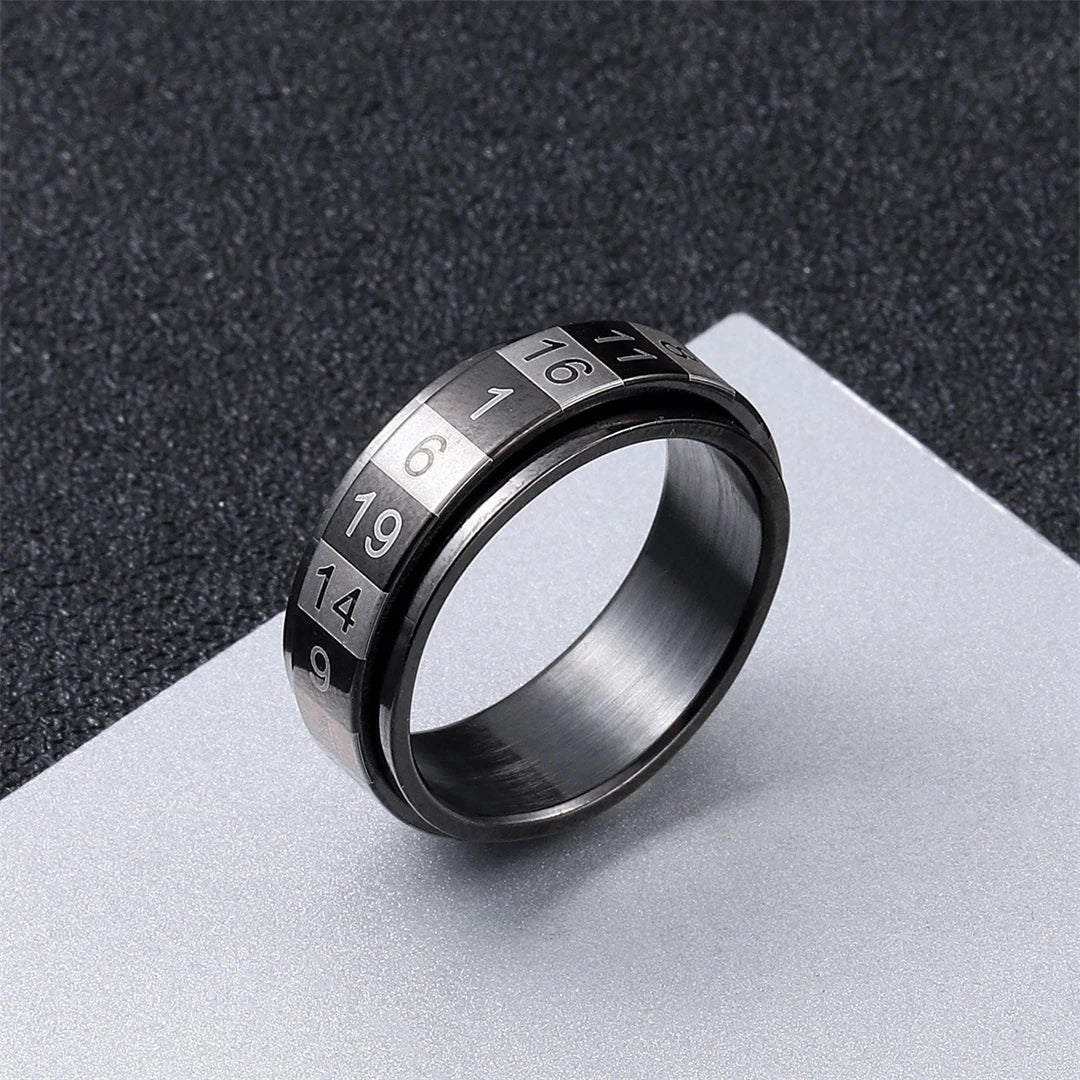 Rotatable Arabic Numeral Ring — Anti-Anxiety, Stainless Steel