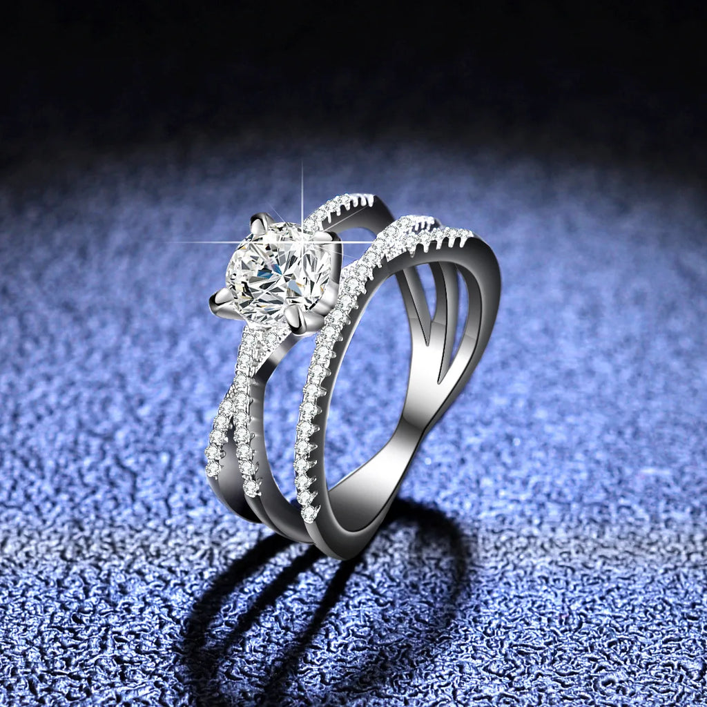 Triple Wrap Ring 1ct Moissanite PT950 Platinum - 1ct moissanite, triple-wrap design, fairy-style versatile piece