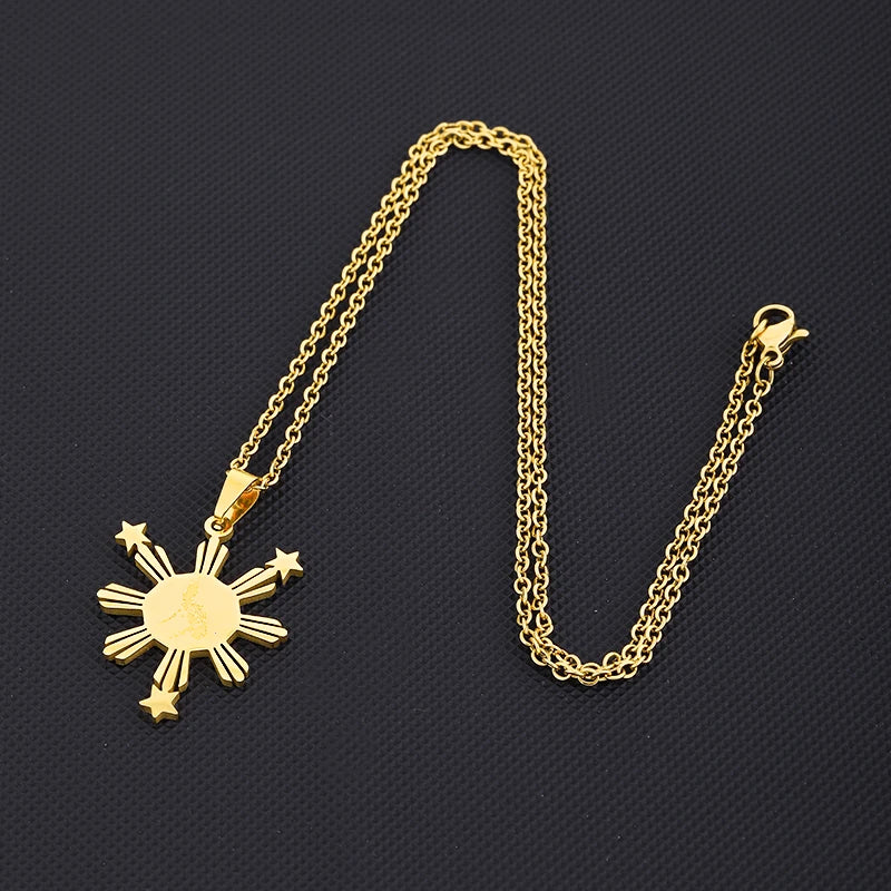 Philippines Flag Map Pendant Necklace — Stainless Steel