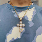 Iced Out Tennis Cross Pendant Necklace