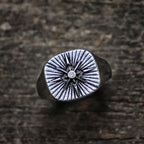 Nautical Biker CZ North Star Compass Signet Ring For Men Hip Hop Punk Cross Stainless Steel Vintage Party Jewelry