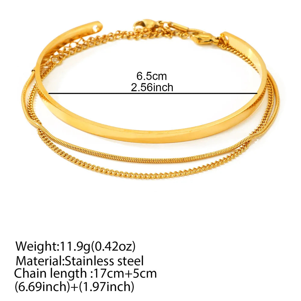 Snake Cuban Link Bracelet Set — Two-Tone