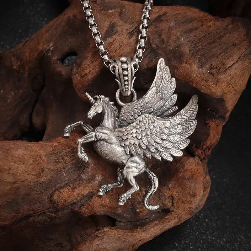 Cat Wings Animal Pendant Necklace — Silver