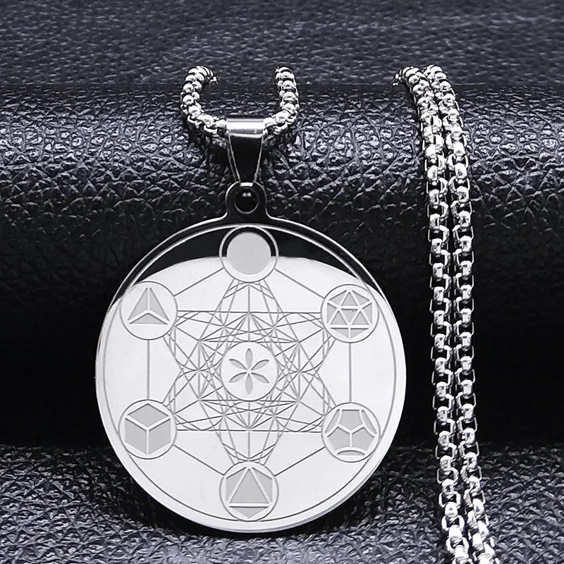 Archangel Metatron Cube Pendant — Stainless Steel