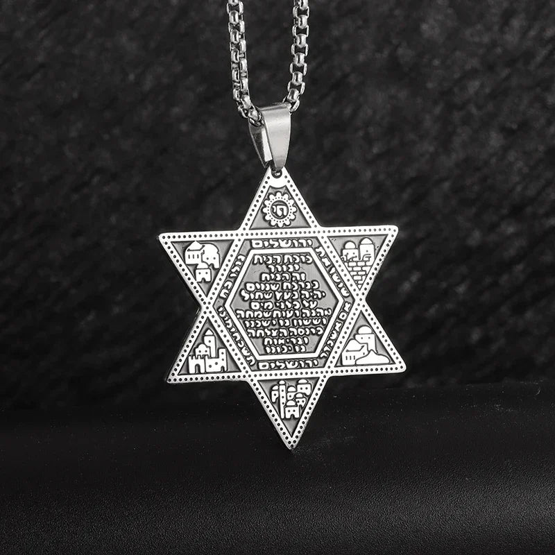 Exquisite and Creative Hip Hop Pentagram Pendant Necklace for Men Simple Punk Texture Necklace Jewelry Sweater Chain