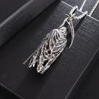 Retro Cloaked Grim Reaper with Sickle Pendant Necklace For Men Hip Hop Punk Silver Color Stainless Steel Neck Chain