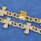16mm Big Heavy Hip Hop Bling 3A+ Bling Iced Out Infinite Cross Cuban Link Chain Necklaces for Men Rapper Jewelry Gold