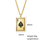 Cazador Poker Card Ace of Spades Necklaces for Men Women Stainless Steel Hip Hop Jewelry Gold Color Necklace 2026 Gift Wholesale
