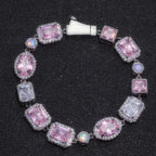 Two-Tone Iced Out Chain Necklace Opal Pink CZ