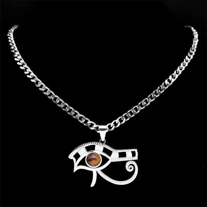 Horus Eye Steel Pendant Tiger Vintage Egyptian