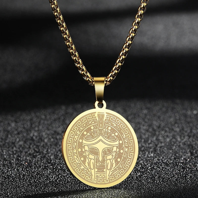 QIMING Dainty Saint George Pendant Necklace For Men Stainless Steel Warrior St. George's Dragon Medallion Mythology