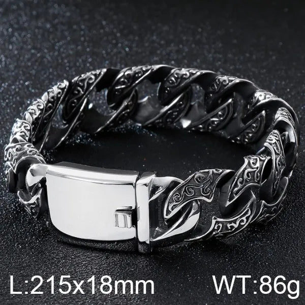 Kalen Snake Skin Cuban Link Men's Bracelet Punk Heavy Stainless Steel Motorcycle Jewelry Vintage Metal Accessory Gift